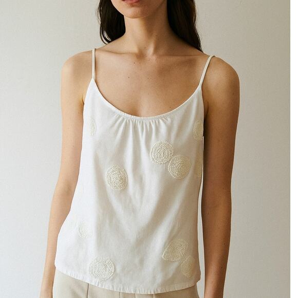 Club Monaco Embroidered Tank Top Ivory - Picture 1 of 8